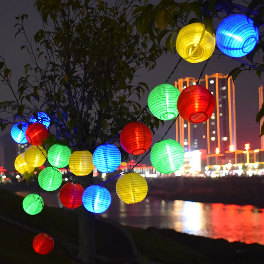 Waterproof Solar Lantern Ball String Light Outdoor 6.5M 30LED Christmas Party Wedding Fairy Light for Patio Garden Garland Decor