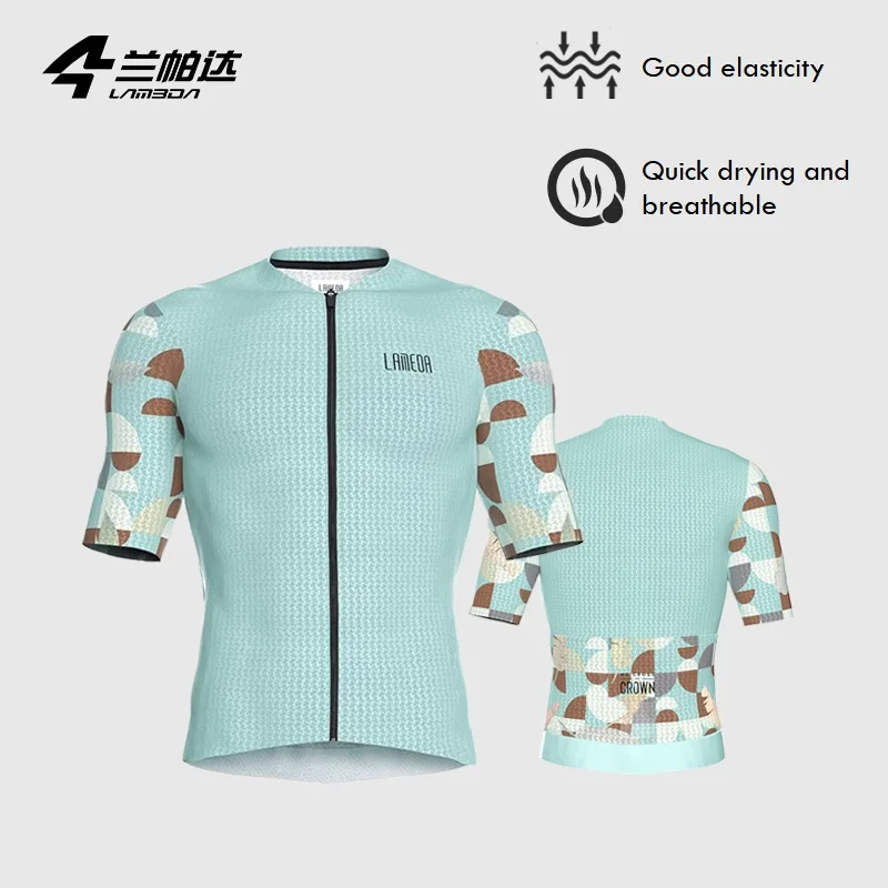 Lameda Men Cycling Jerseys Short Sleeves Quick-drying Breathable Summer Cycling Tops With Pockets White Short Sleeves