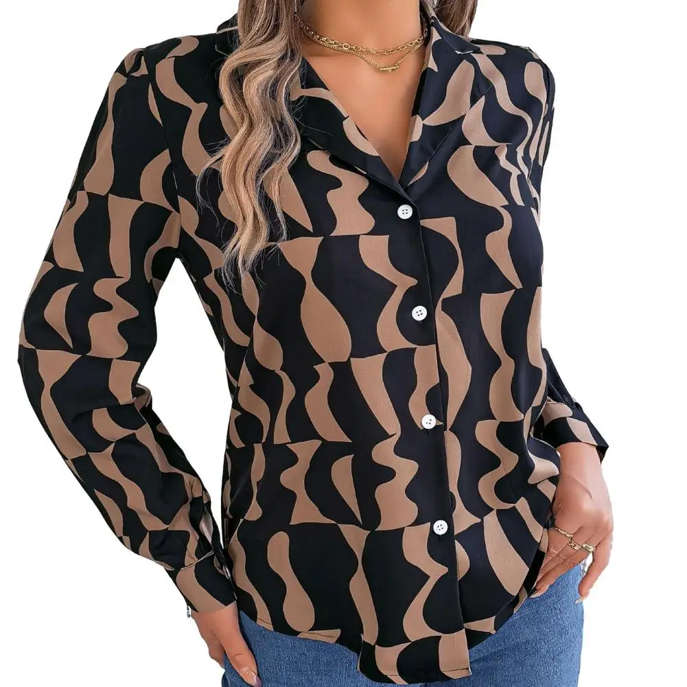 

Long Sleeve Shirt Soft Long Sleeve Women's Shirt with Lapel Single-breasted Buttons Loose Casual Blouse in Ol Commute Style