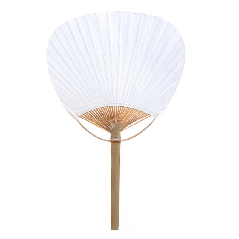 24CM Round Hand Fan with Wood Handle Blank Paper Fans Foldable For Children's Hand Painting Learning and DIY Crafts