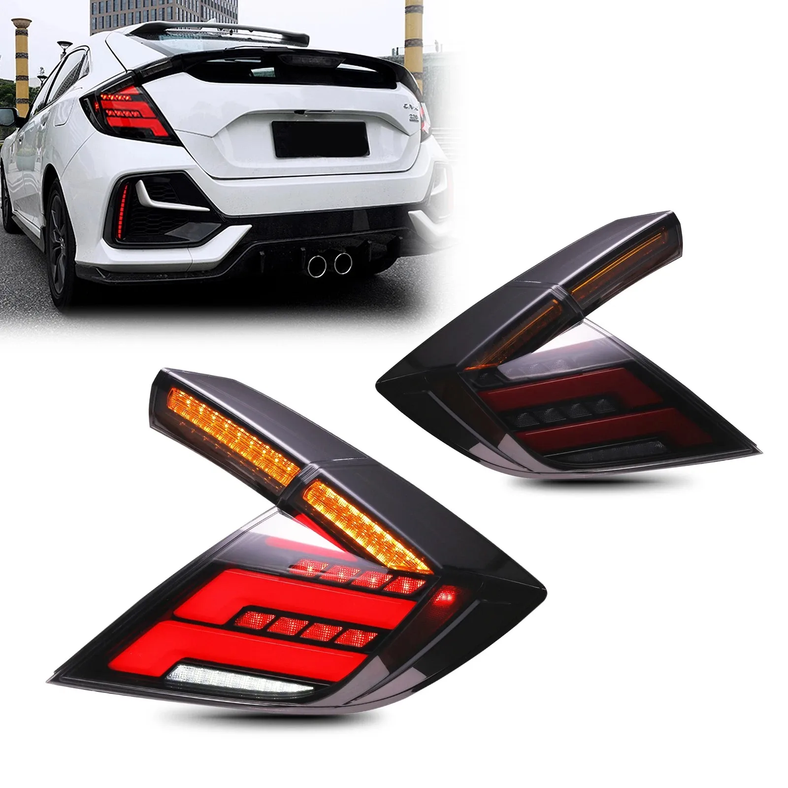 Luces traseras LED para Honda Civic Hatchback tipo R 2017-2021 animación DRL señal de giro secuencial