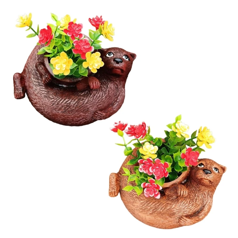 

Resins Flower Plant Pots Cartoon Animal Flowerpots Otters Succulents Planter Desktops Resins Flowerpots Home Decorations 090C