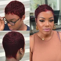 Perruques bouclées de vague courte cheveux humains coupe de lutin cheveux humains brésiliens pour les femmes perruques de cheveux humains bouclés pleine Machine faite 4