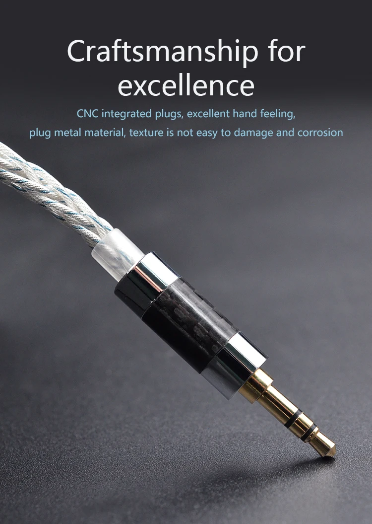 KZ Earphones Cable 8 Core Silver Blue Hybrid 784 Cores Silver Plated Upgrade Cable 2Pin 3.5mm Plug Heaset Wire KZ ZSXPRO ZS10PRO