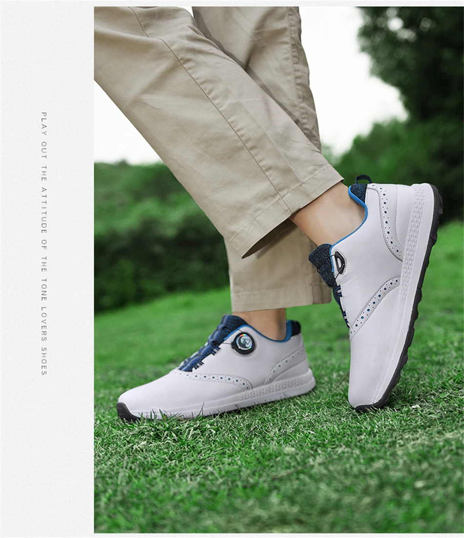 Non-Slip Quick Lacing Golf Shoes Men's Professional Spikes Golfer