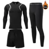 Winter Thermal Underwear Men's Warm First Layer Men's/Kids Underwear Set Plus Fleece Compression Quick Dry Second Skin Trousers 1