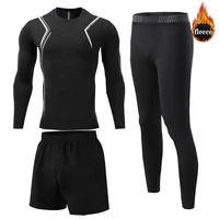 Winter Thermal Underwear Men's Warm First Layer Men's/Kids Underwear Set Plus Fleece Compression Quick Dry Second Skin Trousers 1