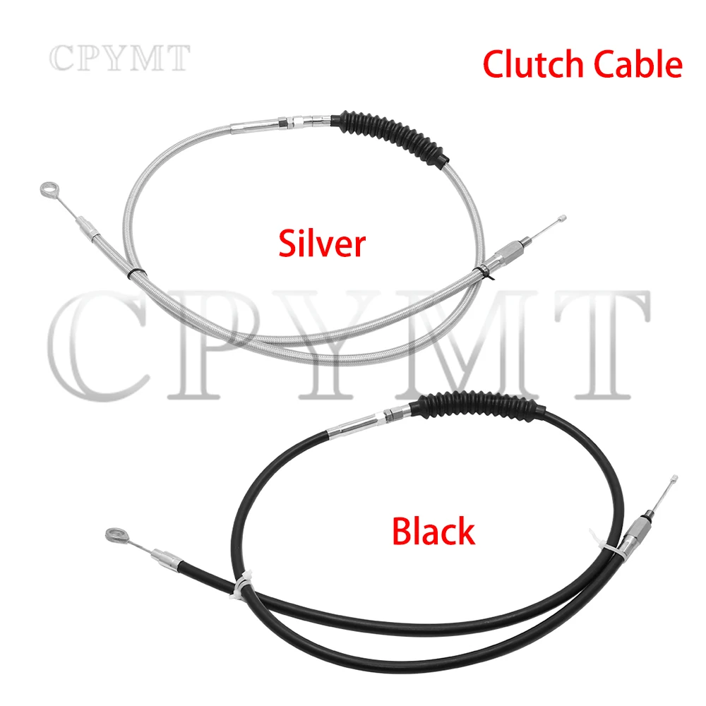Cable de embrague para motocicleta, negro/plateado, compatible con Harley Dyna Softail Fat Boy Road King Sportster Iron XL 883 XL1200
