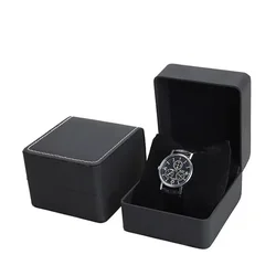 Elegant Black PU Leather Watch Gift Box with Pillow - Sleek Display Case Organizer (Matte Black)