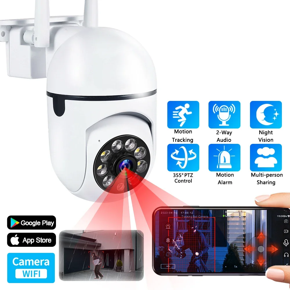 

DIDSeth 2MP PTZ WIFI IP Camera Outdoor Dome CCTV Security Human Tracking Color Night Vision Security IR Home Surveillance Cam