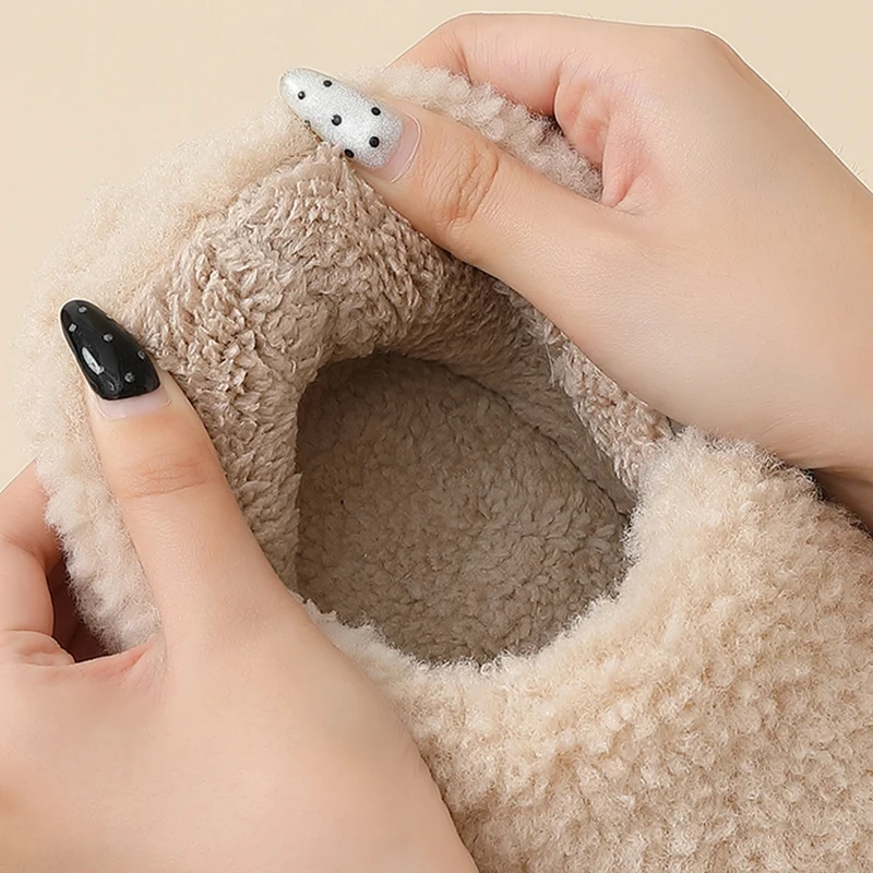 Winter Keep Warm Home Cotton Slippers Women Comfortable Bag Heels Non Slip Fluffy Slippers Woman Soft Sole Non Slip Plush Slides