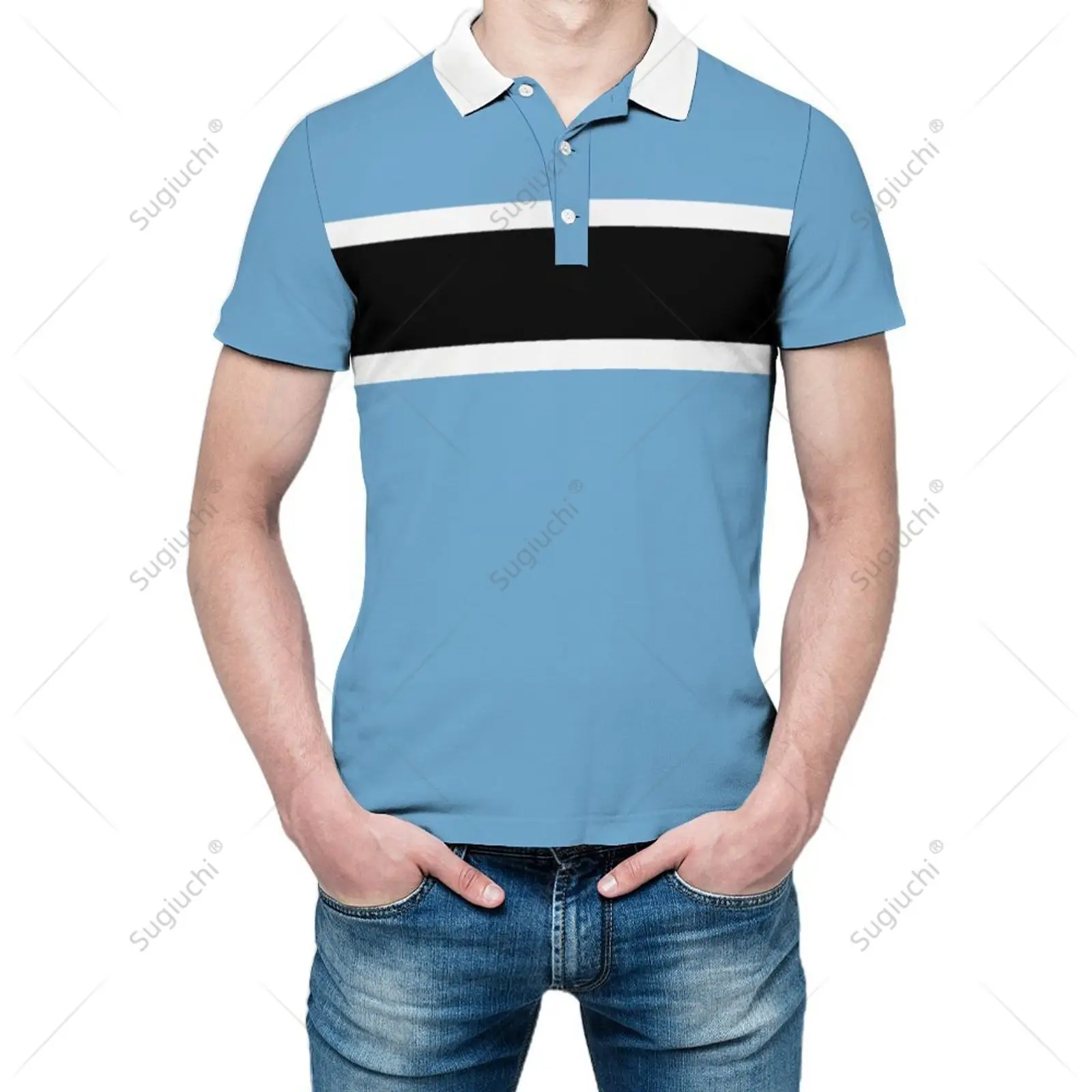 Polo Unisex Bandiera Del Botswana Stampa 3D Uomo Polo Abbigliamento Moda Tute Maniche Corte