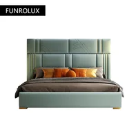 Lit en cuir italien lit de mariage chambre principale lit moderne minimaliste lumière luxe lit Double en bois massif 3
