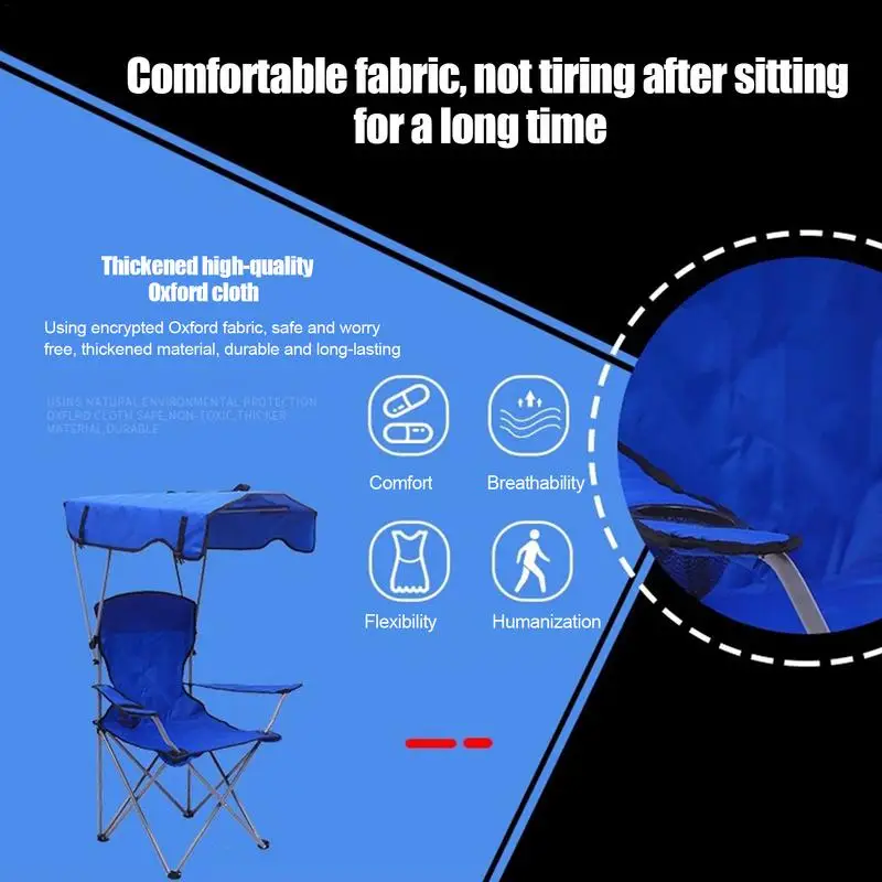 Folding Camping Chair Beach Chair Folding Camping Leisure with Canopy Shade for Outdoor Fishing Festival Lawn Picnic