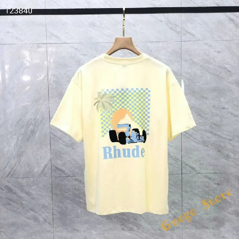 

Apricot Black White Rhude T-shirts Men Women High Quality Short Sleeve Fashion Print Pattern RHUDE Top Tees