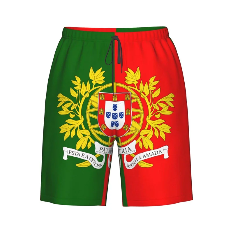 Classic 3d Print Portugal Flag Beach Shorts Men Quick Dry Bathing Suits Loose Surf Board Shorts Popular Sports Swim Trunks 4