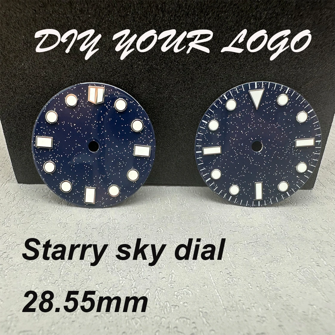 

Custom LOGO NH35 DIAL blue starry sky dial modification C3, BGW9 night light suitable for NH35 , 28.5mm dial