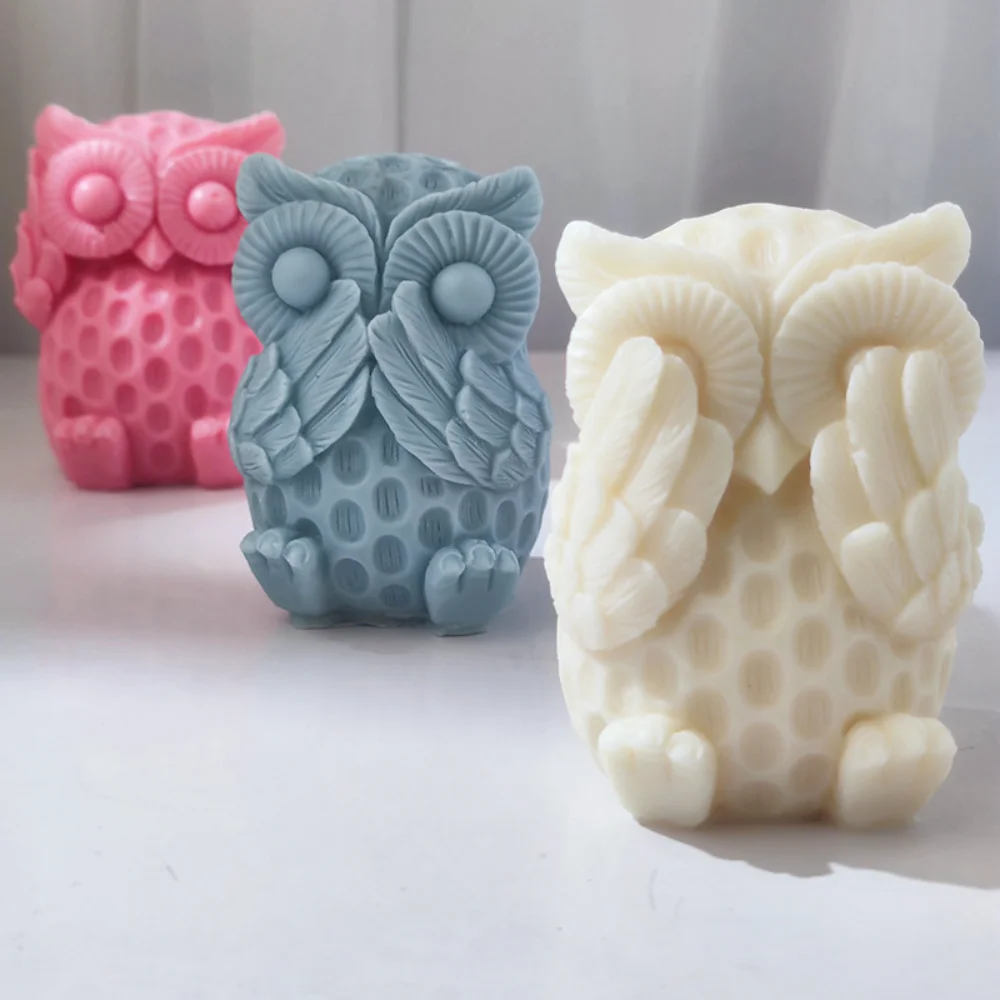 

Simple Owl Silicone Molds DIY Don't Hear Don't See Don't Tell Owl Animal Ornaments Aromatherapy Candle Epoxy Resin Mold