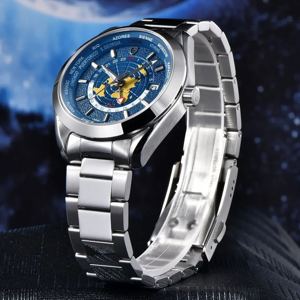 PAGANI DESIGN 2025 World Time GMT Map Watch
