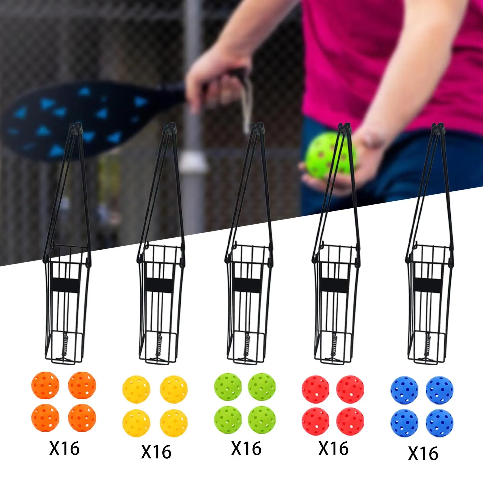 Pickleball Retriever Basket Pickleball Ball Holder Sturdy Tennis Pickup