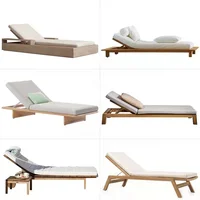 Outdoor Beach Swimming Pool Folding Lounge Chair Sunbed Aluminum Sunbed Modern Furniture High Quality Wood Lying Bed Texture 2