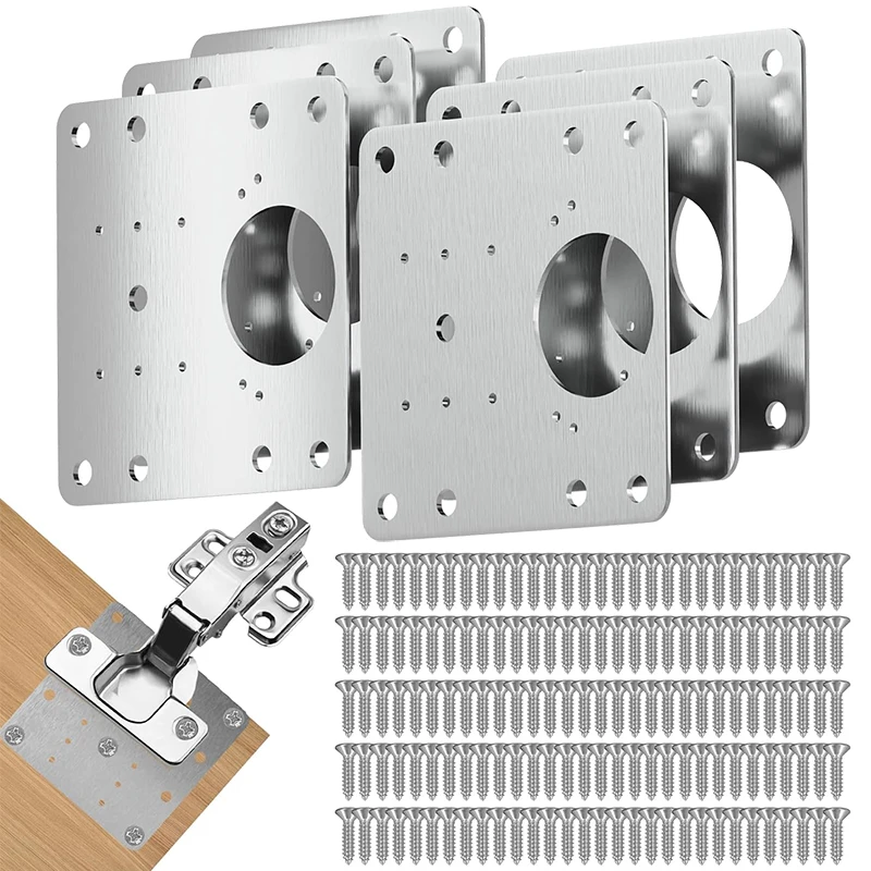 2/4Pcs Hinge Repair Plate Kit Kitchen Cupboard Door Cabinet Hinge Mounting Connection Plate with Holes Flat Fixing Brace Bracket hinge repair plates