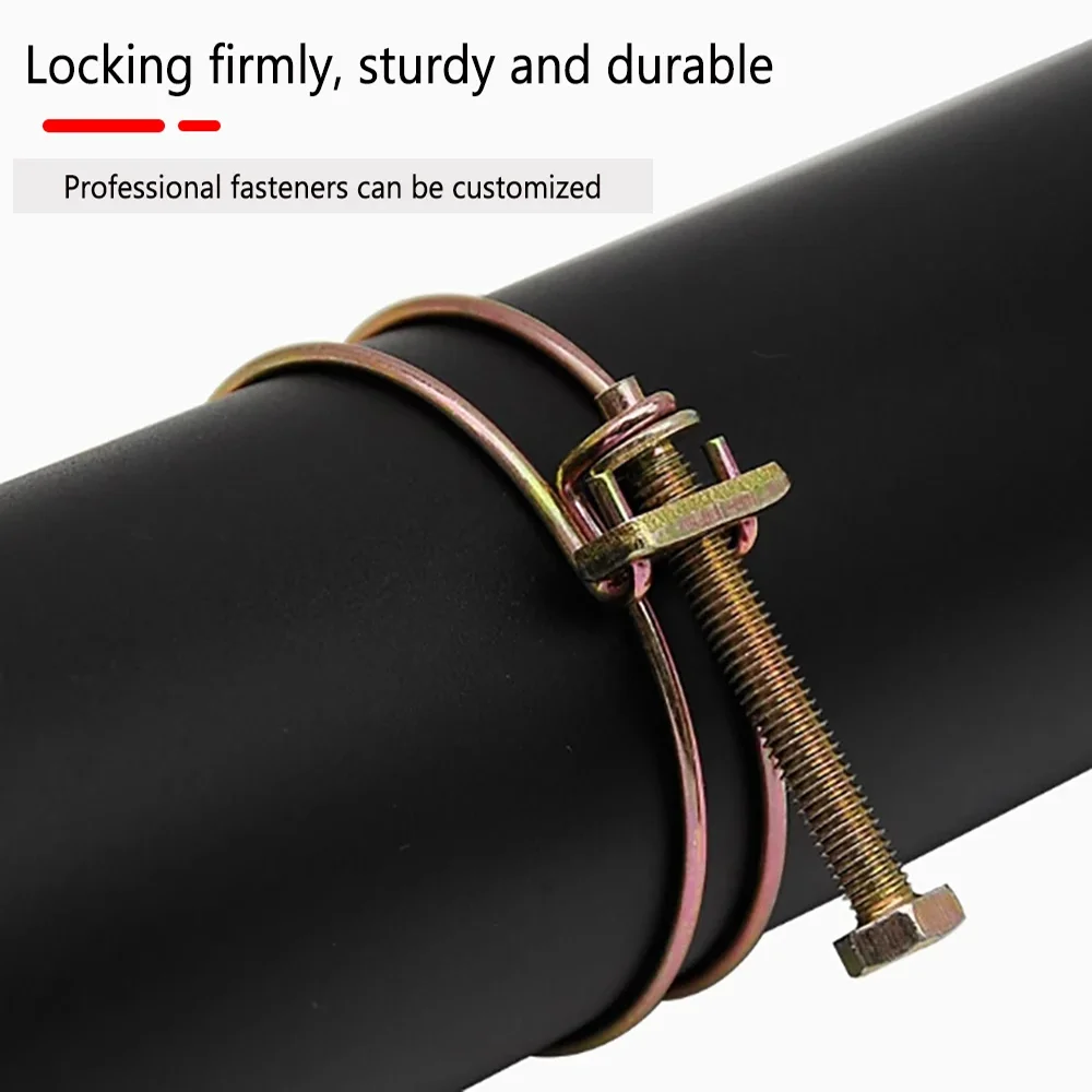 10 Stück Verstellbare Doppeldraht-Rohrschellen – Verzinkt, Größe 46-51mm