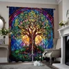 2pcs, spring summer Curtains Stained Glass Tree of Life Yarn Curtains 100% Polyester Room Decor for Room, Kitchen, Study, 1