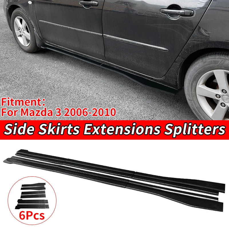 

Car Scratch Protector New Side Skirts Bright Black Side Wings Bumper Lip Separator Reduce Air Resistance For Mazda 3 2006-2010