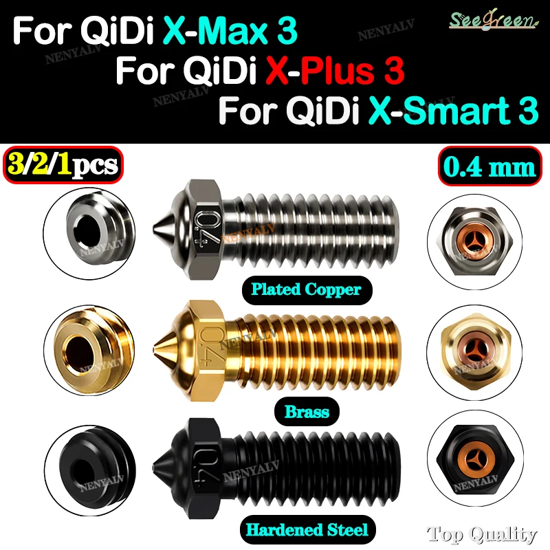 CHT Nozzle For QIDI TECH X PLUS 3/ X MAX 3/X SMART 3 Plated Copper Clone Nozzle Brass Hardened Steel Nozzle High Flow Nozzles