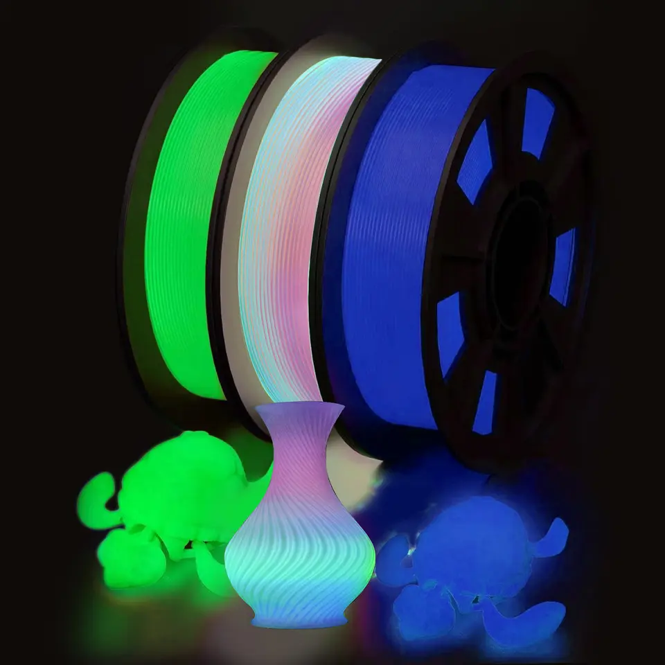 250g Glow in The Dark Filament Multicolor, Green, Blue, Purple and Rainbow, PLA Filament 1.75 mm, 3D Printer Filament Bundle image 8