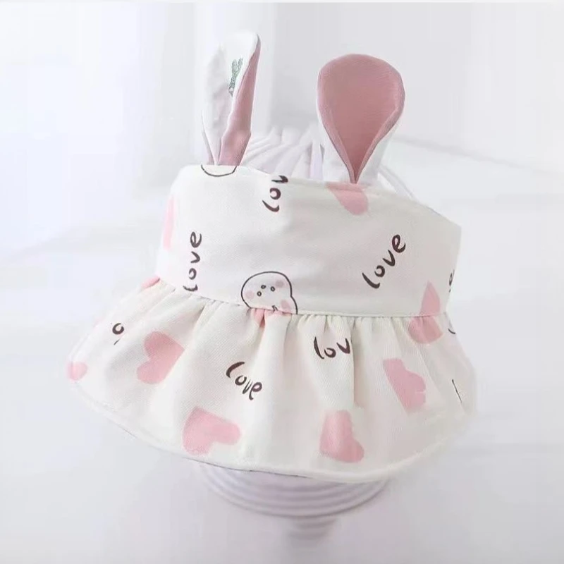 Summer Kids Sun Hat Baby Empty Top Hats Cartoon Rabbit Ears Toddler Sunshade Cap Children Outdoor Sunscreen Visors 6-36Months