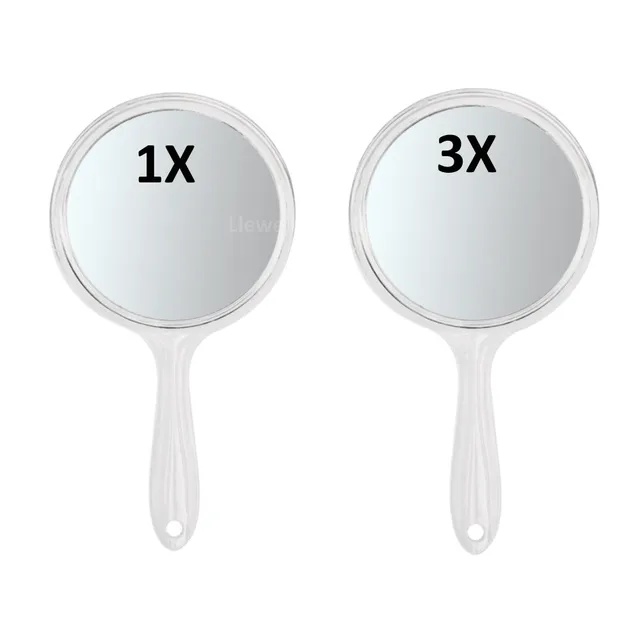 Miroir de maquillage grossissant double face avec poignée, miroir de détermination, barbiers de salon à domicile, coiffeurs, miroir à main pratique, 1x, 3x 1