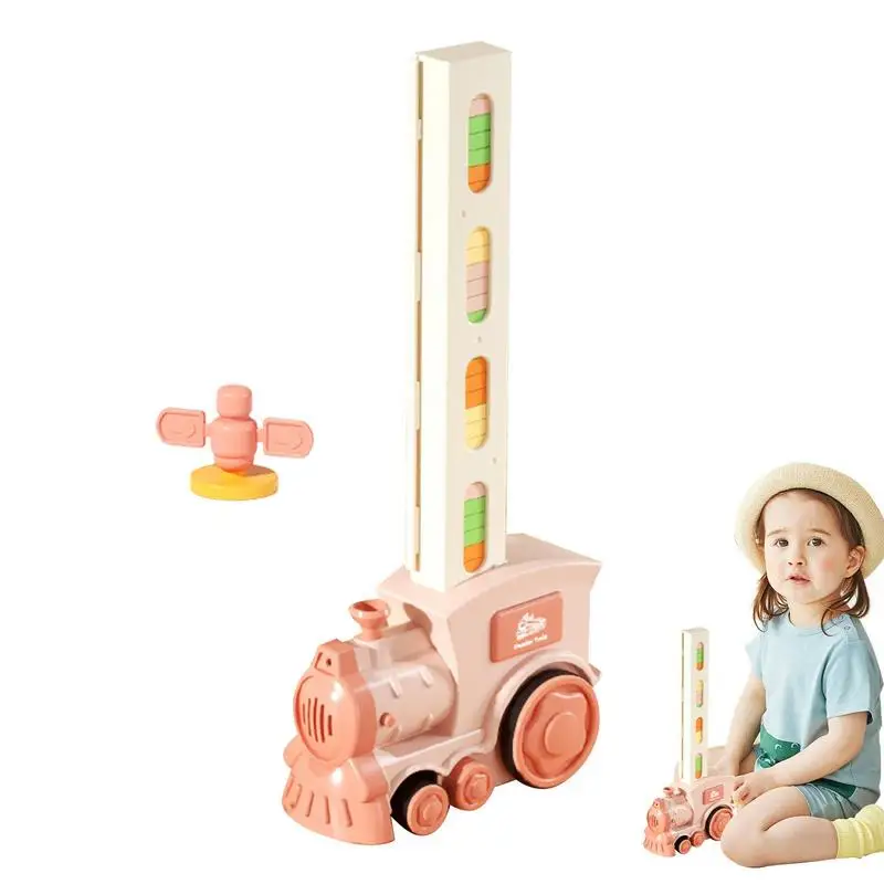 

Детский Электрический поезд-домино, набор со звуком и искусственными игрушками, автоматическая кладка домино, кирпичные блоки, обучающий рождественский подарок, детская игрушка