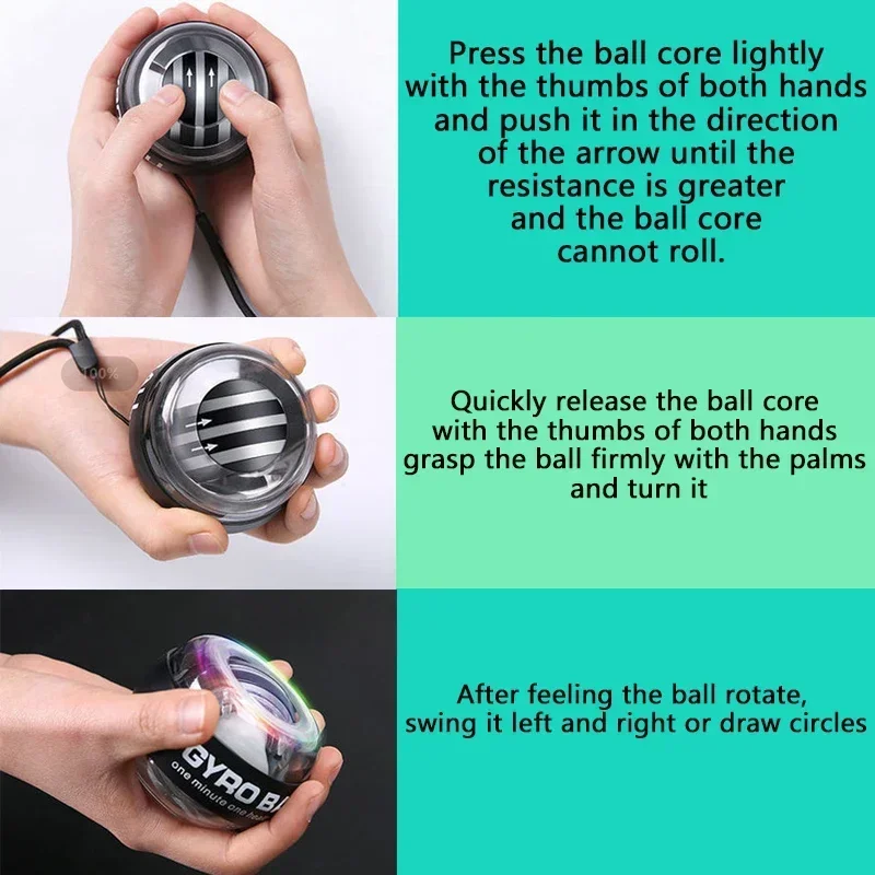 LED Gyroscopic Ball Autostart Range Gyro Power Wrist Ball Self Start Fitness Exercise Equipment Arm Hand Muscle Strength Trainer gyro ball gyro wrist ball power ball