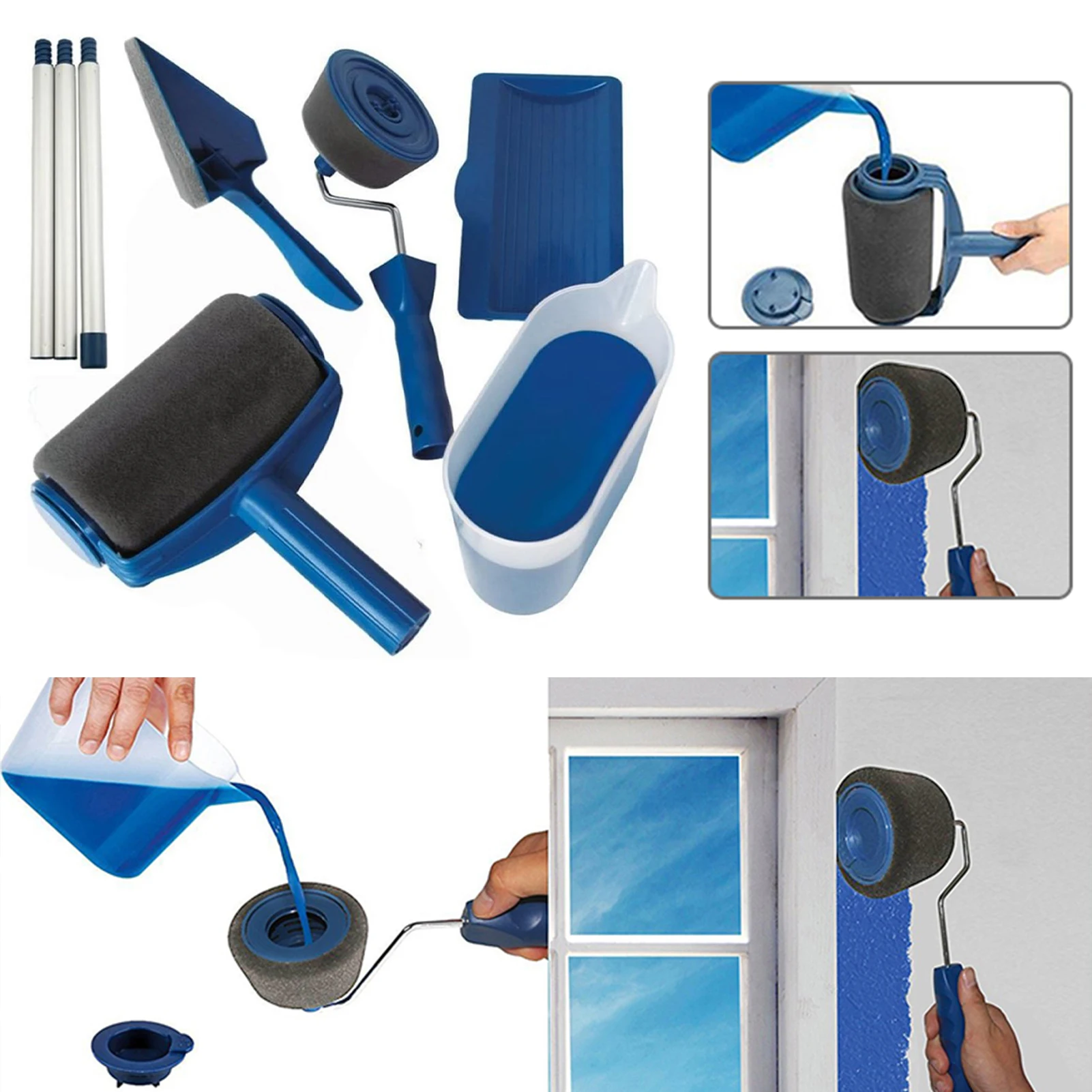 Paint Roller Brush Roller Kit Foam Interior Paint Brushes Triangles Paint Brush for Household Hardware Tools