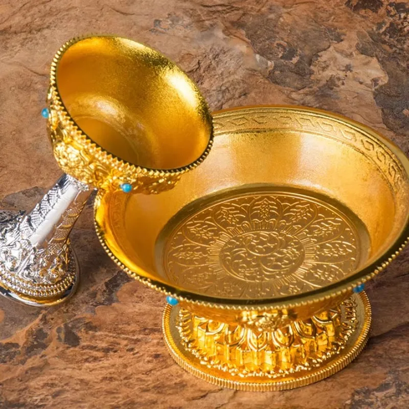 Eight Auspicious Buddhist Manza Protection Cups Tantra Alloy Handicrafts, Tibetan Gong, Gilded Buddhist Plates, Home Gifts 2