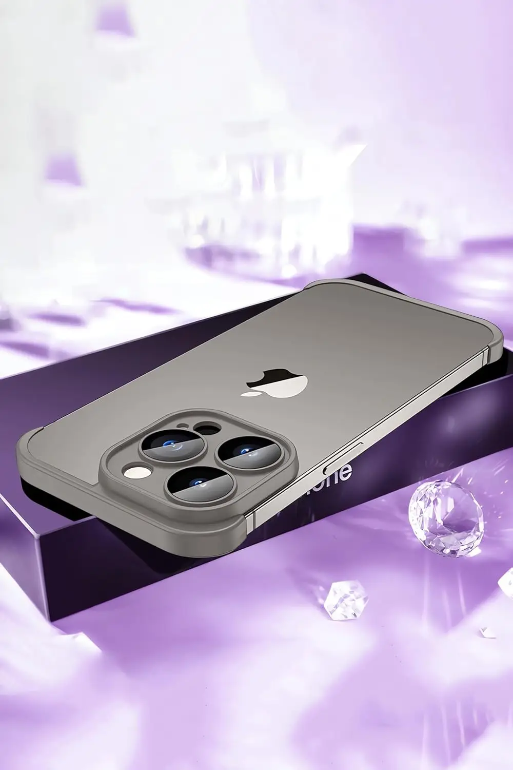 Sleek Gray Frameless Camera Lens Protector Phone Case Cover