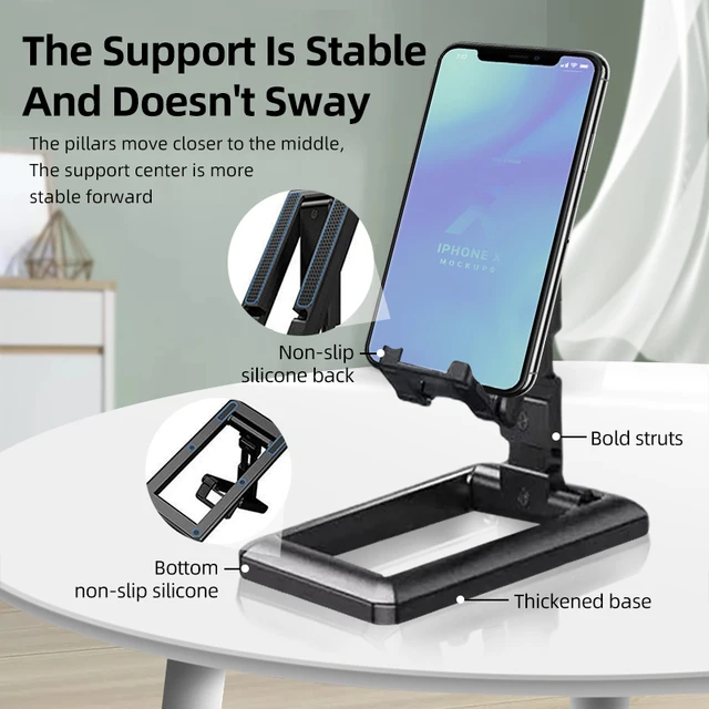 - Desktop adjustable mobile phone stand, multi angle universal foldable stand for iPad tablet iPhone Samsung Smart