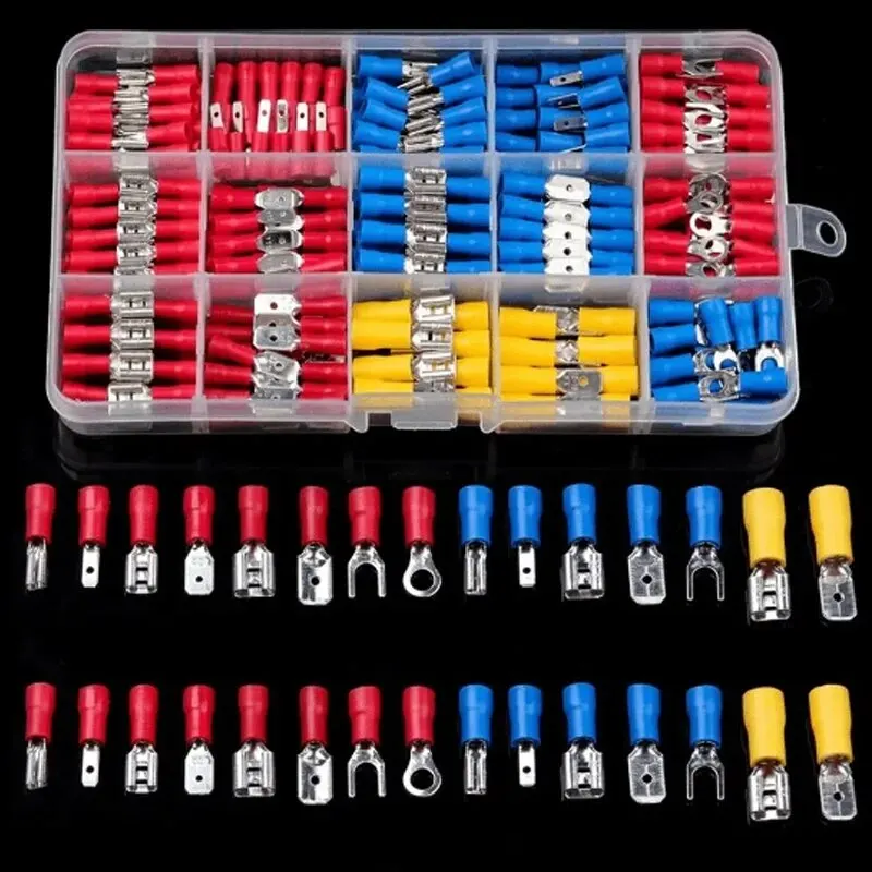 Terminal Connector 280PCS Wiring Cold Crimp Terminals Boxed PVC Insulated Terminal Block Spade Pair Connector