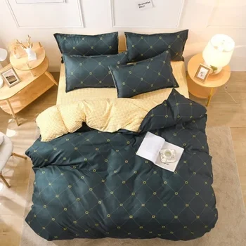 Nuovo set di quattro pezzi in cotone Aloe Vera, confortevole, morbido e delicato sulla pelle, copripiumino in lenzuolo di cotone attivo 1