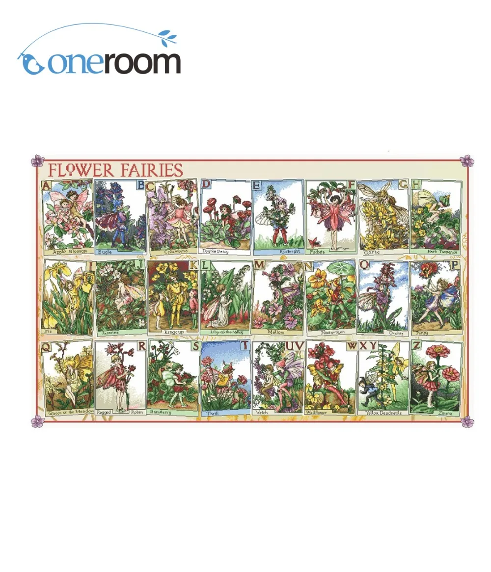 Top Quality Beautiful Lovely Counted Cross Stitch Kit Flower Fairies Alphabet Alphabetic Letters Words