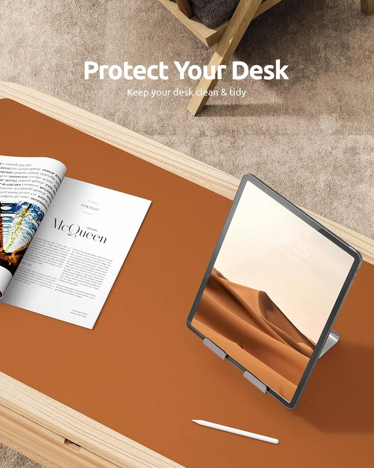 Office Desk Mat, Leather Desk Pad Protector, Large Mouse Pad, Non-Slip PU Leather Waterproof Desk Blotter, Laptop Desk Pad 4