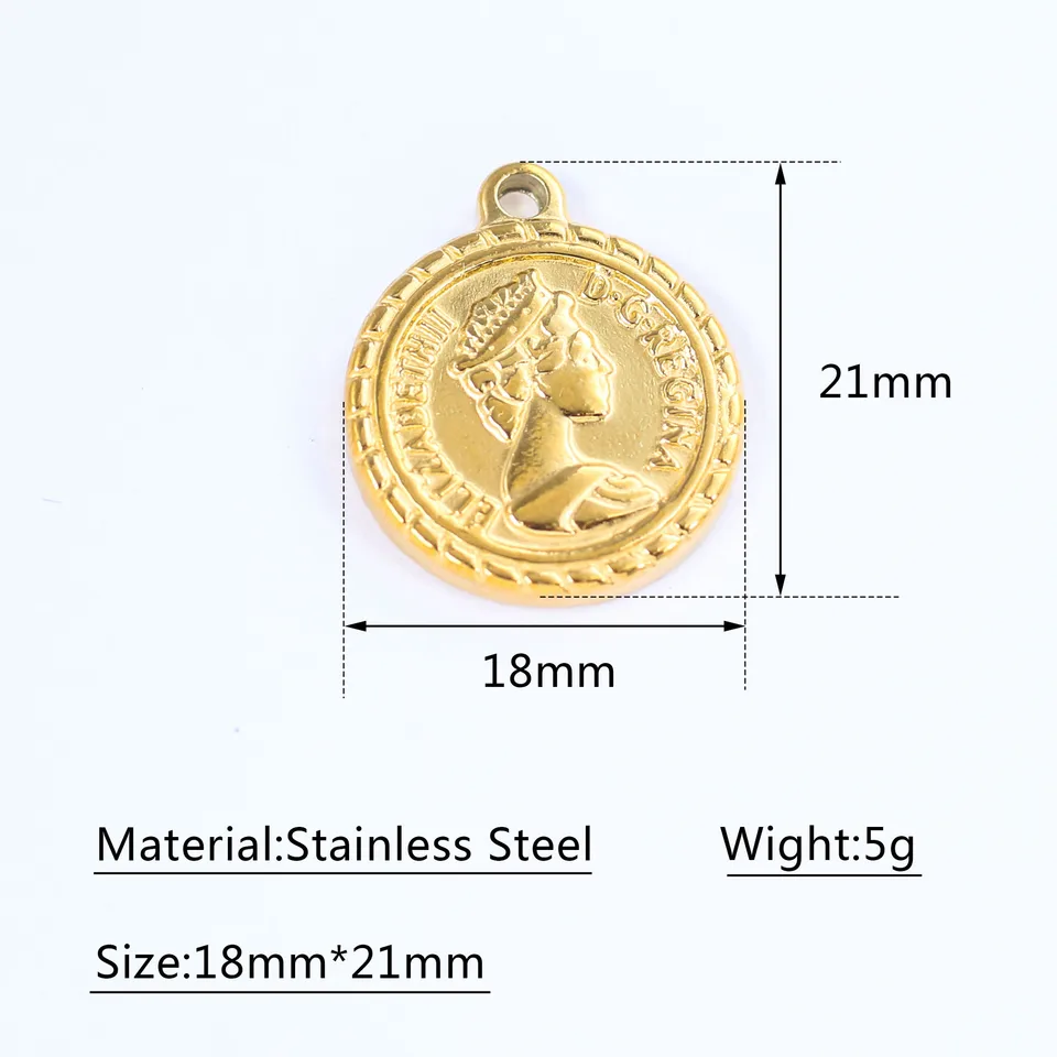 記念コイン,クイーン,ジルコニア,ステンレス鋼のネックレスとリング,ペンダント,ジュエリー作りのアクセサリー,3個 - AliExpress