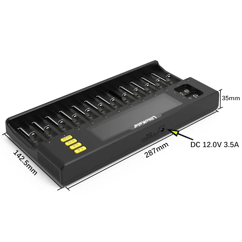 LiitoKala Lii-S12 21700 9V 배터리 충전기, LCD 디스플레이, 12 수조, 1.2V, 3.8V, 3.2V, 3.7V, IMR, NiMH, Cd, 18650, 26650 26700, AA