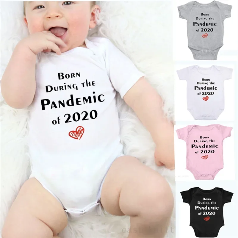 

Детский комбинезон для новорожденных с надписью "Born во время 2020", комбинезон для мальчиков и девочек, комбинезон с коротким рукавом, Детские хлопковые наряды для младенцев