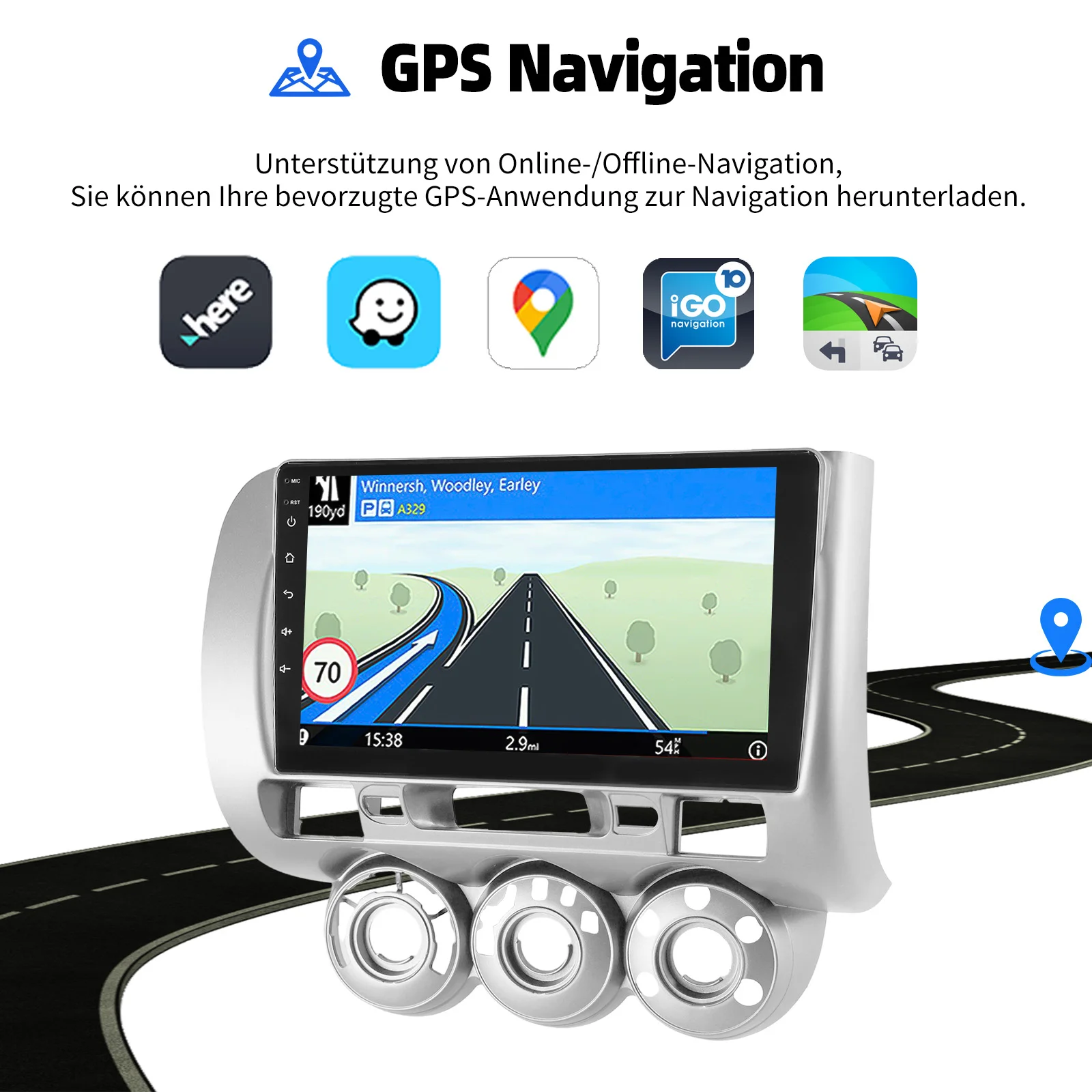 ESSGOO 32G 64G 9 Zoll Touchscreen Android 15 Autoradio Für Honda Fit Jazz 2002-2007 Apple CarPlay Android Auto Drahtlos GPS Navi WIFI BT Lenkradfernbedienung RDS FM USB Spiegel Link ASP Sound Geteilter Bildschirm – Detail 10