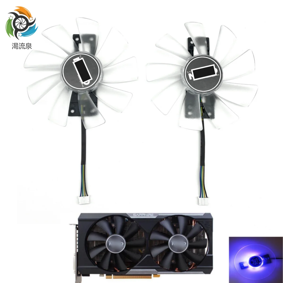 

New 100mm GAA8S2U Cooling White Fan With Blue Light For Sapphire R9 380 380X Graphics Card Cooler Fan