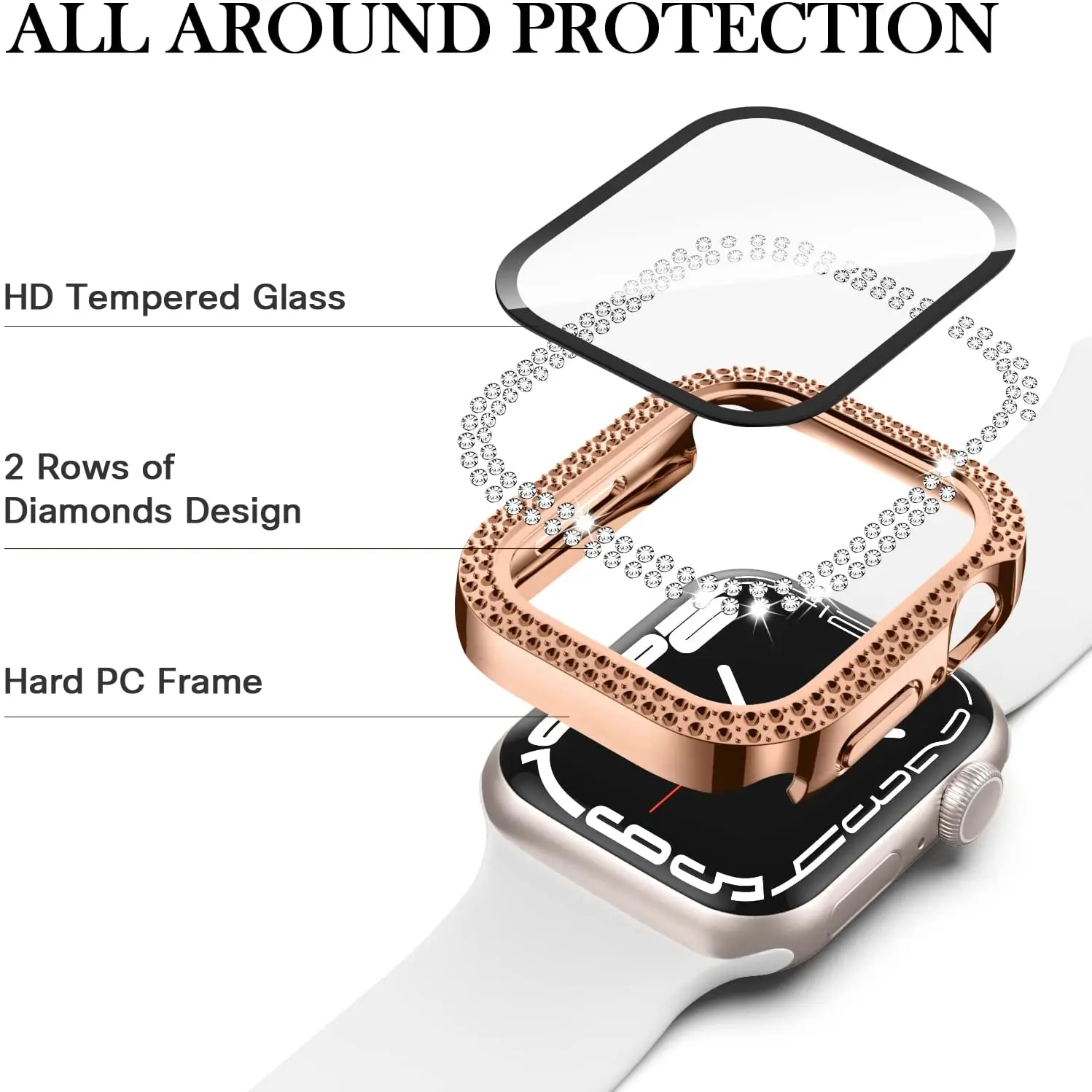 Luxury Diamond-Enhanced Tempered Glass Screen Protective Case