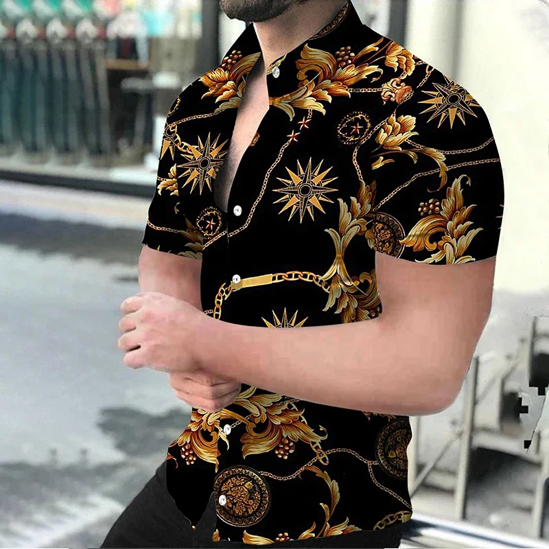 Hawaiian Men's Shirt Flower Digital Printing Camisa Short Sleeve Shirts For Men Casual Top Beach Oversized Shirt Men Clothing